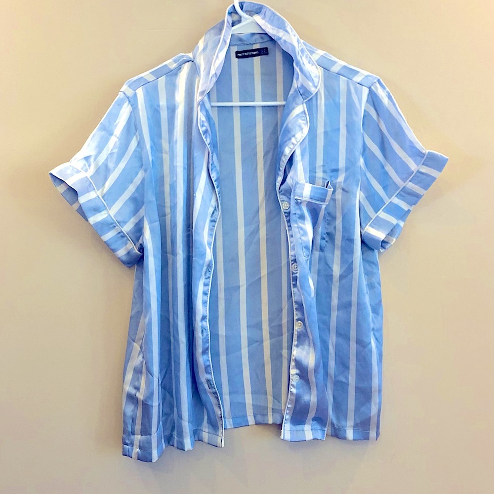 Blue Satin Pajama Set